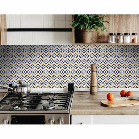 GFANCY FIXTURES 8 x 8 in. Blue Yellow Zig Peel & Stick Tiles GF3667515